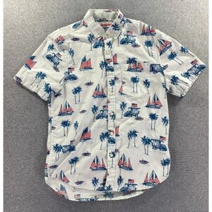 Chubbies Shirt Mens Small White Weekend Has Arrived Button Down USA Flag Sailing